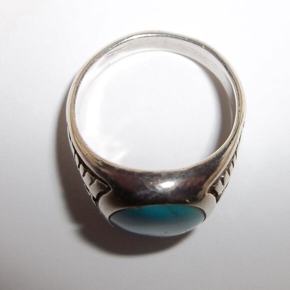 Vintage Turquoise Silver Navajo Ring Phoenix Unisex US Size 8.25 Jewelry D162 - Picture 6 of 6